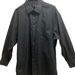 Axcess long sleeve button down men's shirt, size 16 32/33, color black/gray